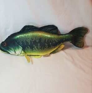 Green Fish Trout Plush Toy Pillow Large Fins Eyes Salamander Graphix RN 69694